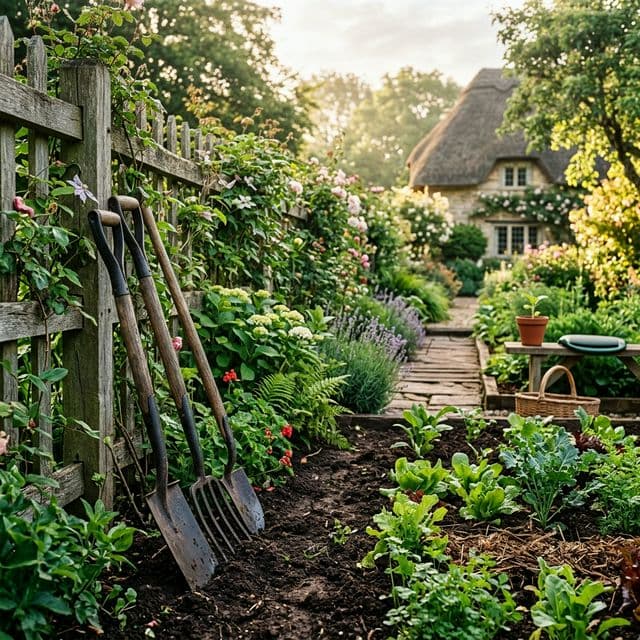Atmospheric garden scene